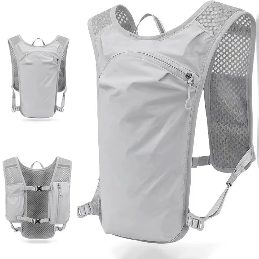 Löparryggsäck med reflex och fickor Grå