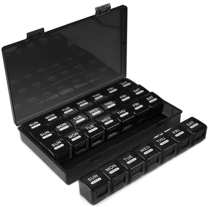 Pillerbox 4 veckor med daglig dosering (4x7dagar) Svart