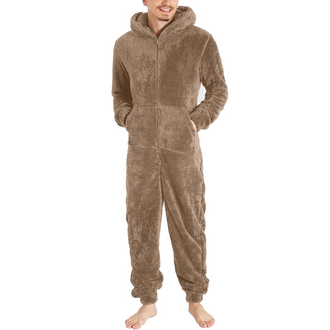 Fleece jumpsuit herr - varm & mysig overall Brun