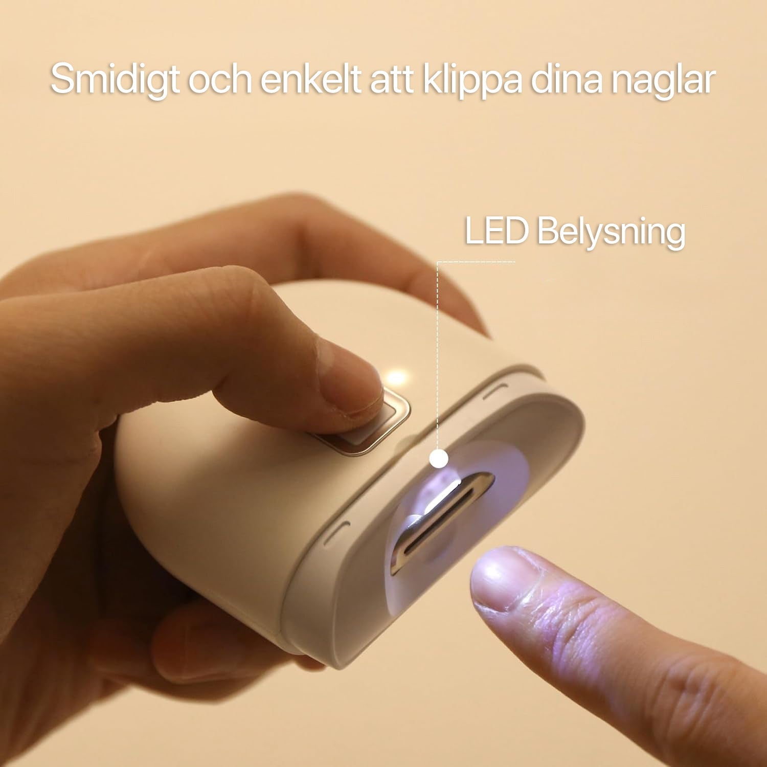 Elektrisk nagelklippare med LED-ljus