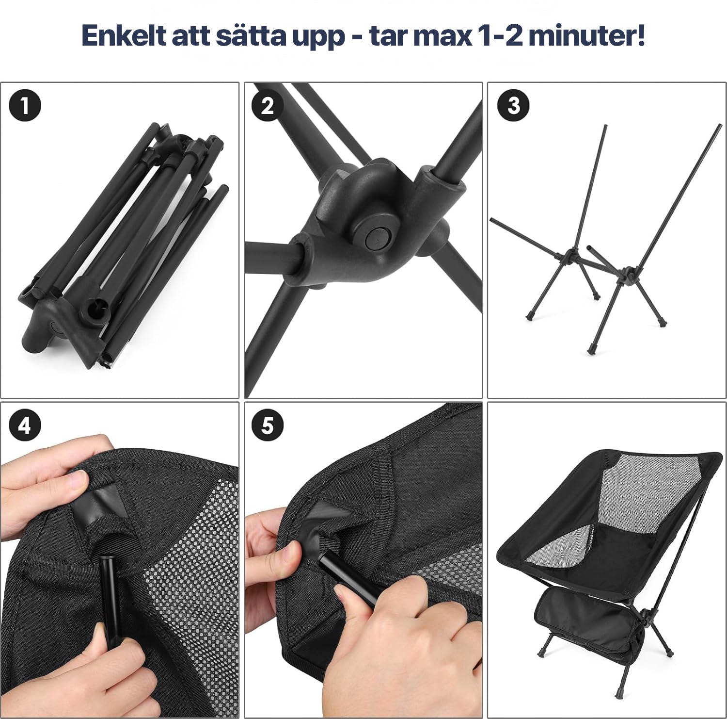 ErgoChair - hopfällbar stol för strand, camping & fritid
