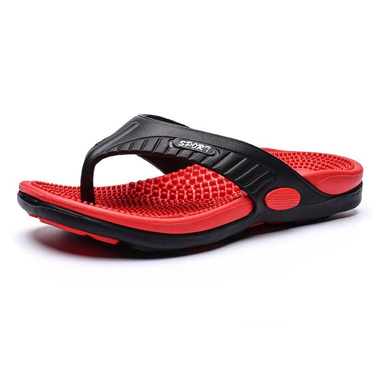 Flip flops med massagesula och halkgrepp Röd