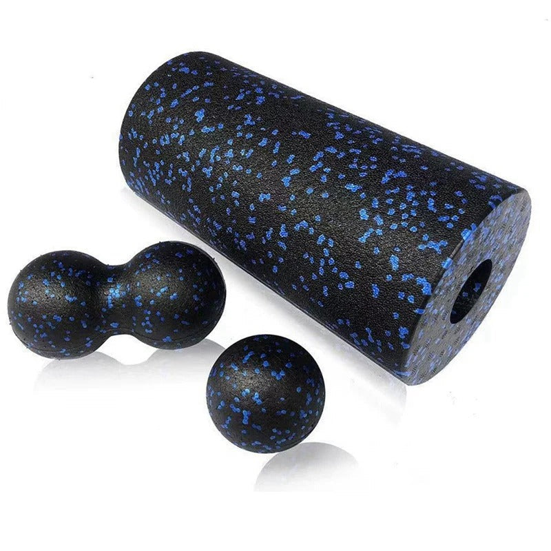 Massagebollar & foamroller för stel rygg och spända muskler Blå