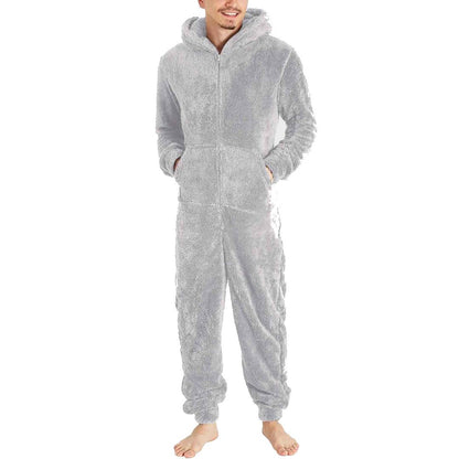 Fleece jumpsuit herr - varm & mysig overall Grå