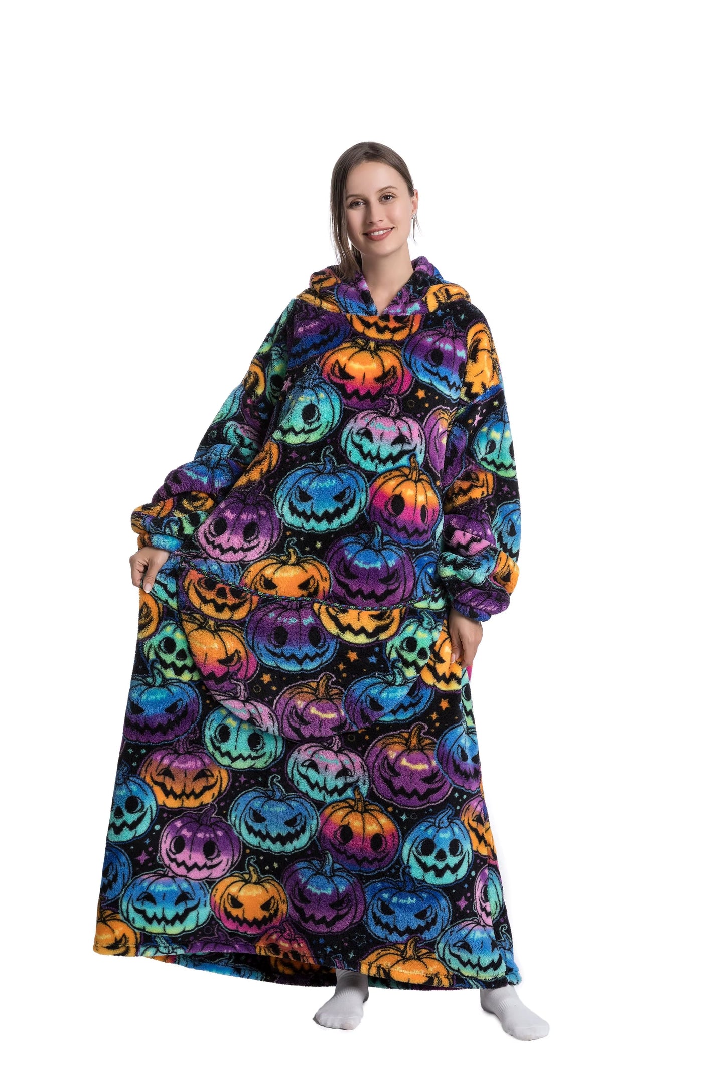 Myshoodie oversized - varm, mysig och stor hoodie 140cm (Vuxen - Lång) Halloween