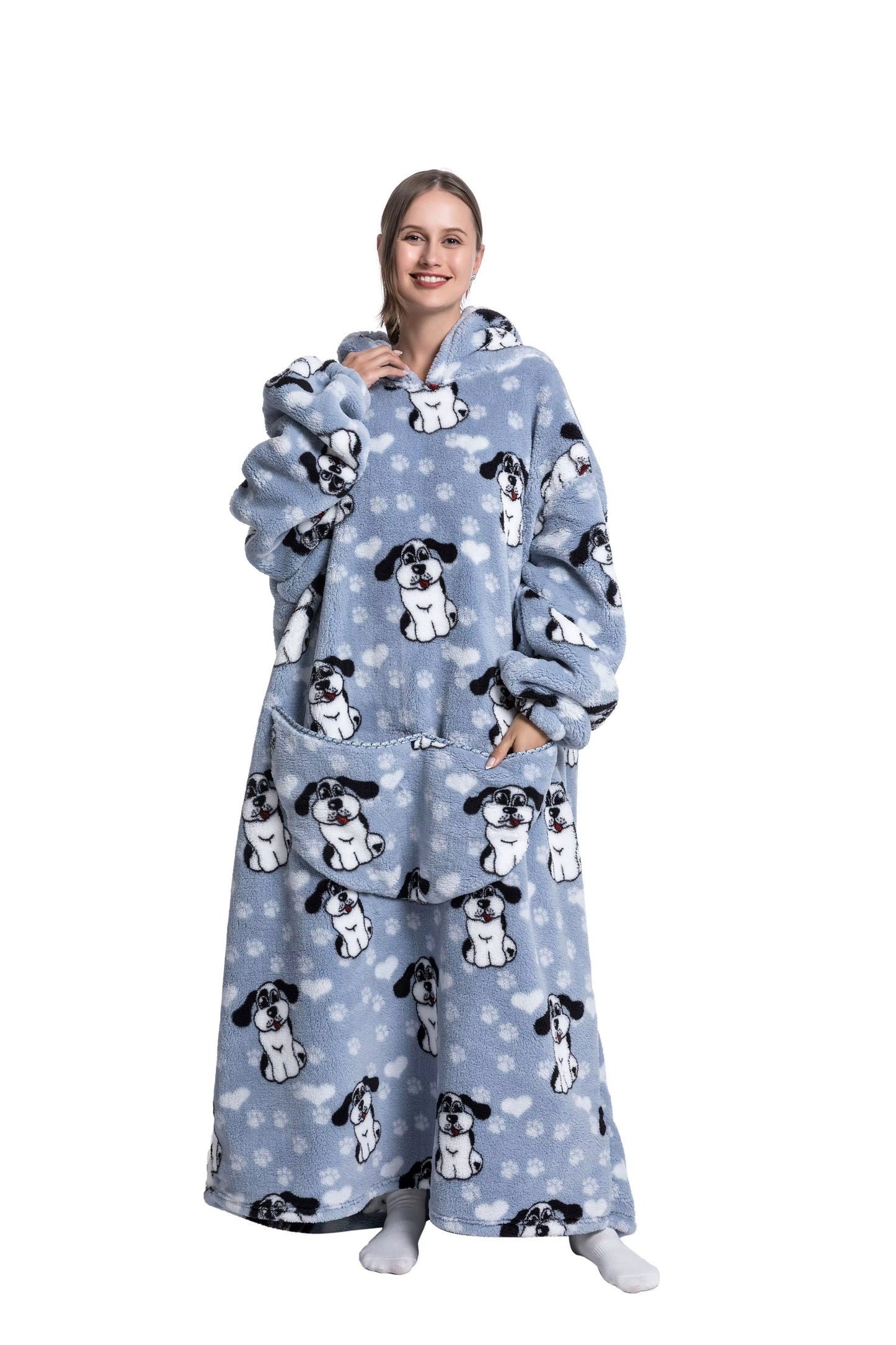 Myshoodie oversized - varm, mysig och stor hoodie 140cm (Vuxen - Lång) Hund