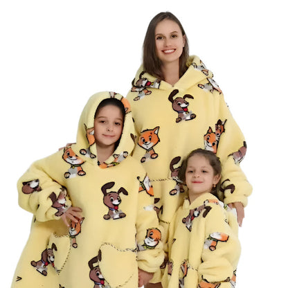 Myshoodie oversized - varm, mysig och stor hoodie Hund & Räv
