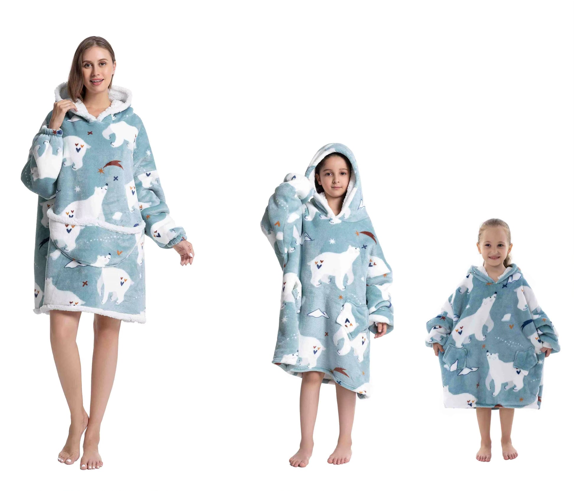 Myshoodie oversized - varm, mysig och stor hoodie Isbjörn