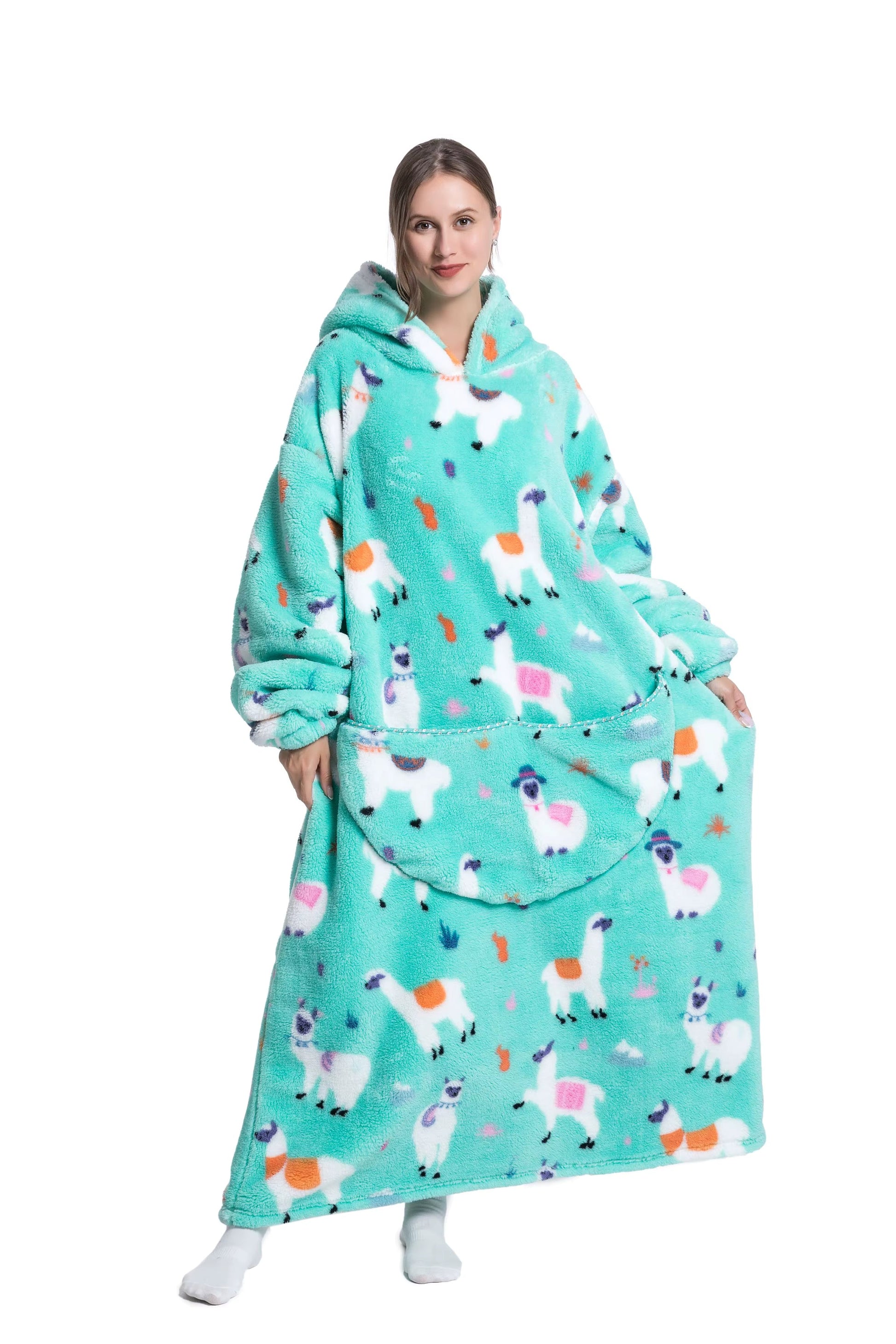 Myshoodie oversized - varm, mysig och stor hoodie 140cm (Vuxen - Lång) Lama
