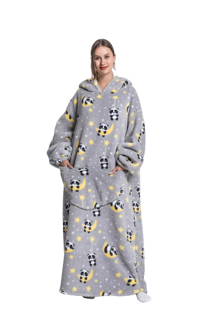 Myshoodie oversized - varm, mysig och stor hoodie 140cm (Vuxen - Lång) Panda