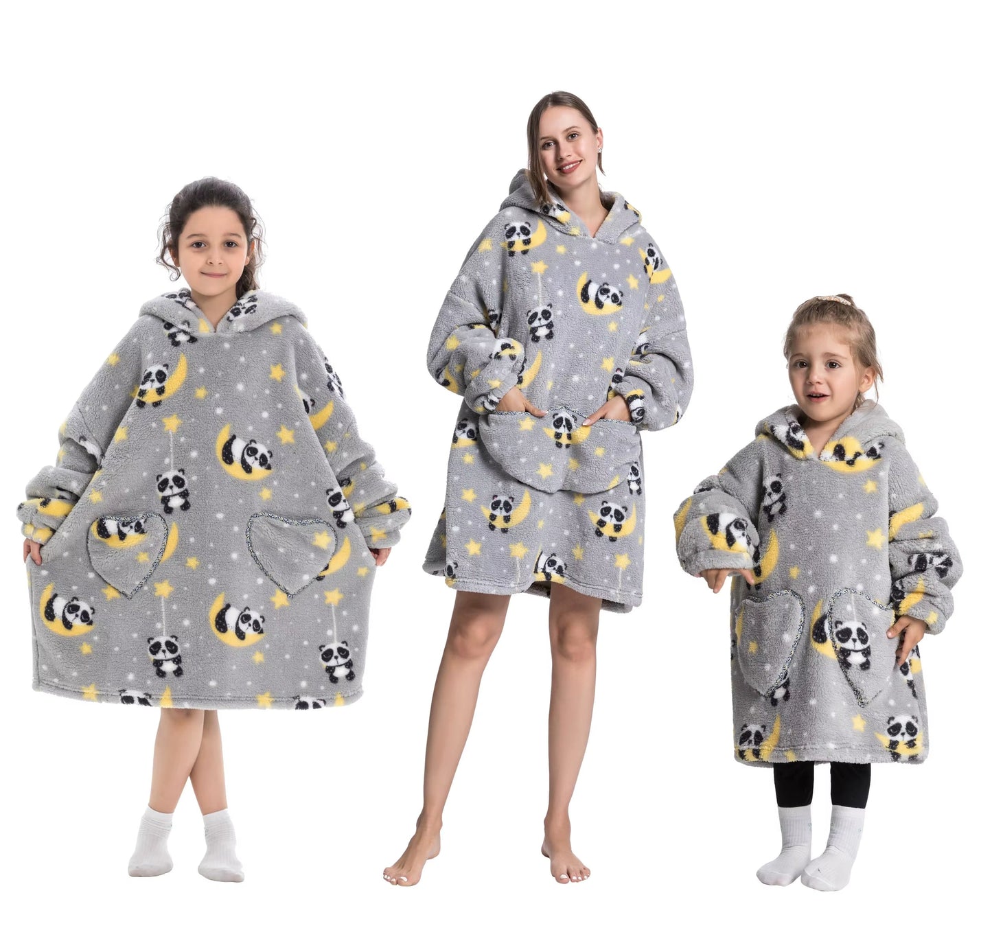 Myshoodie oversized - varm, mysig och stor hoodie Panda