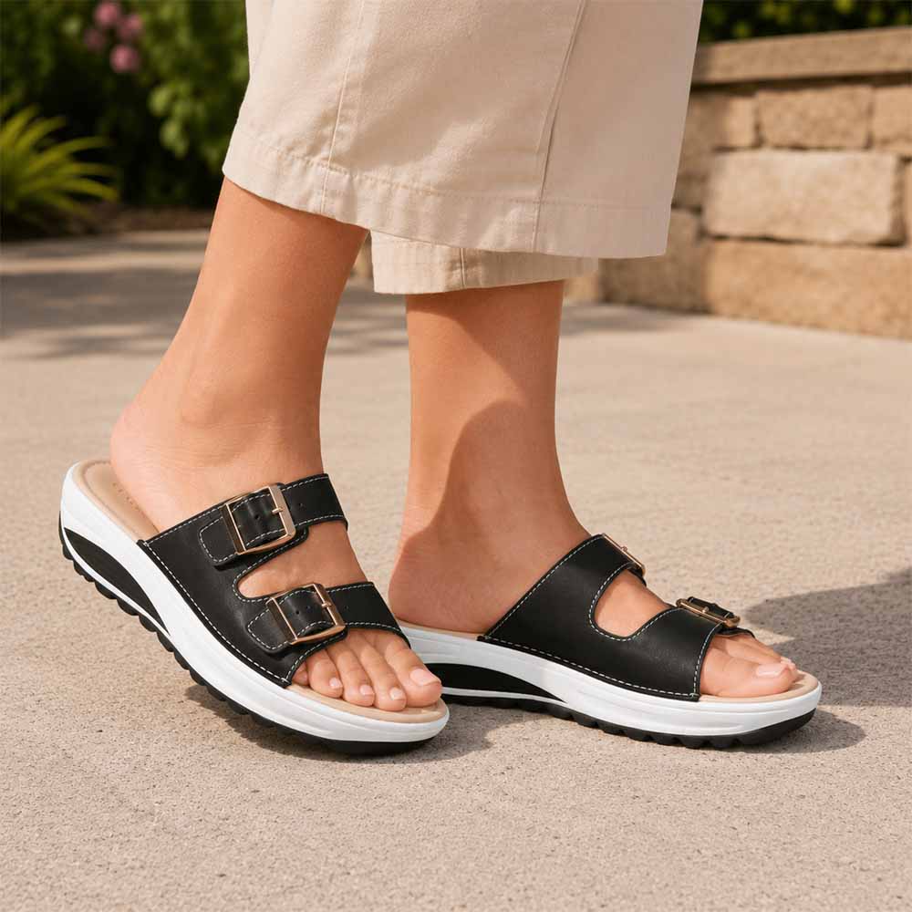 Sandaler med kilklack och dämpande sula