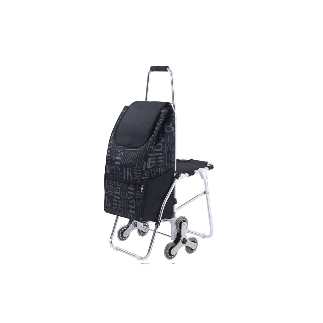 Shoppingvagn med sits Svart