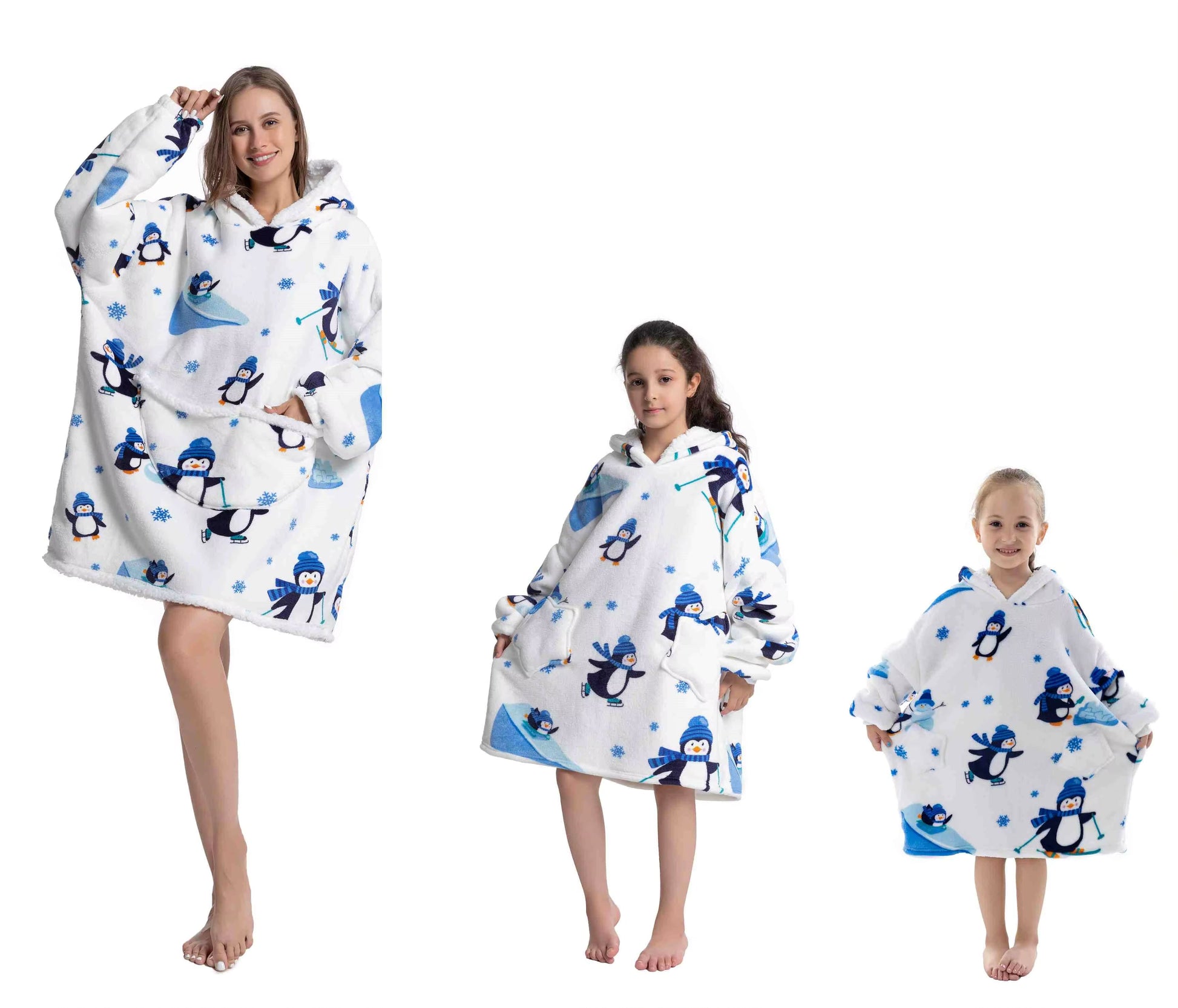 Myshoodie oversized - varm, mysig och stor hoodie Pingviner