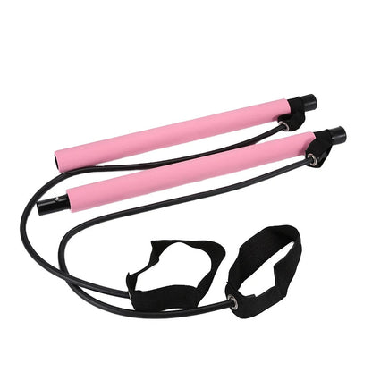 Pilates- och yogastång med motståndsband Rosa